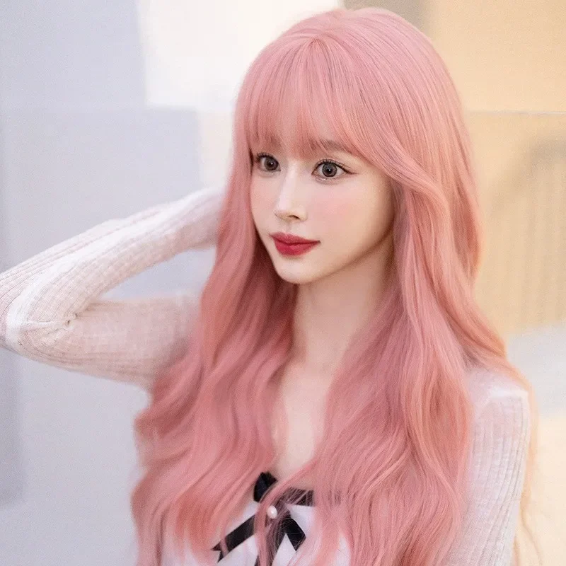 60cm Long Pink Body Wave Lolita Wig New Beautiful Fashion Synthetic Anime Halloween Party Cosplay Wig For Women