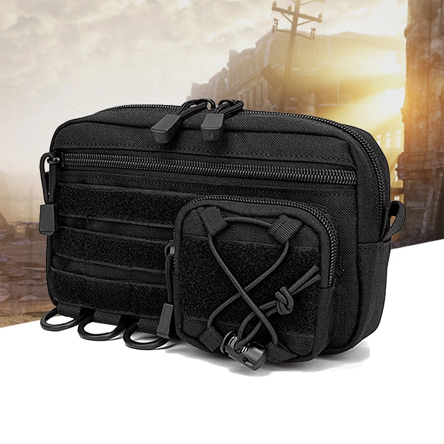 حقيبة معلقة بسحاب مزدوج للرياضات الخارجية، حقيبة تخزين معلقة على الخصر #1