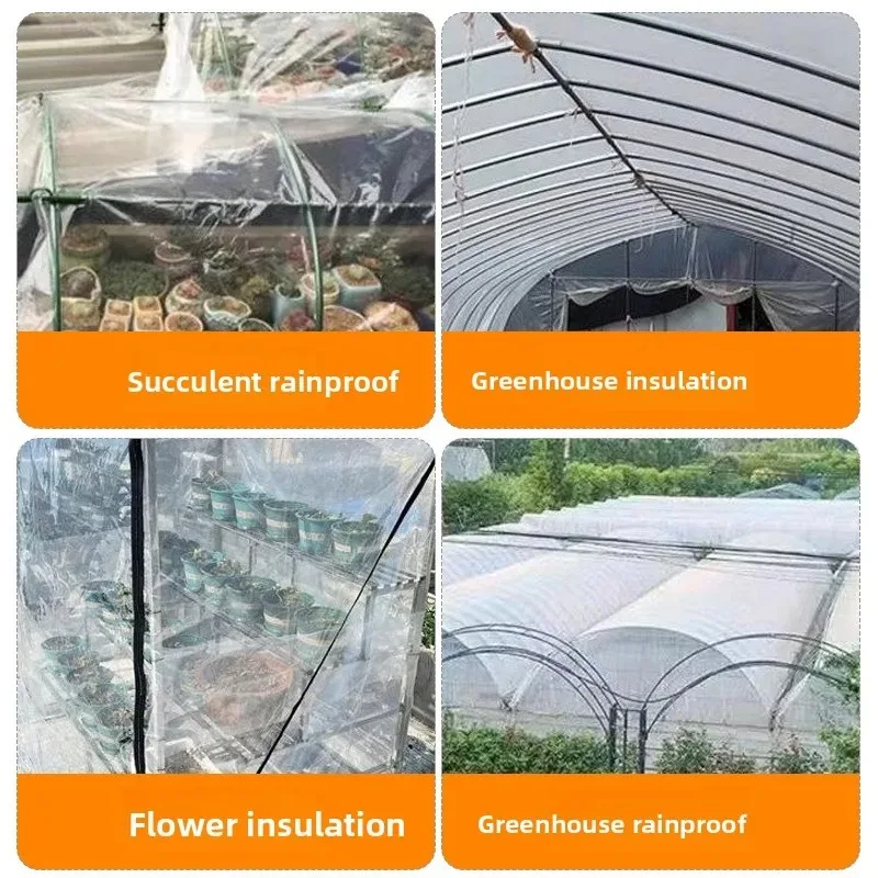 Lona transparente de polietileno (PE) gruesa, impermeable, resistente a los rayos UV y a desgarros, lona de vinilo plástico duradera con ojales, cubierta para lluvia de jardín.