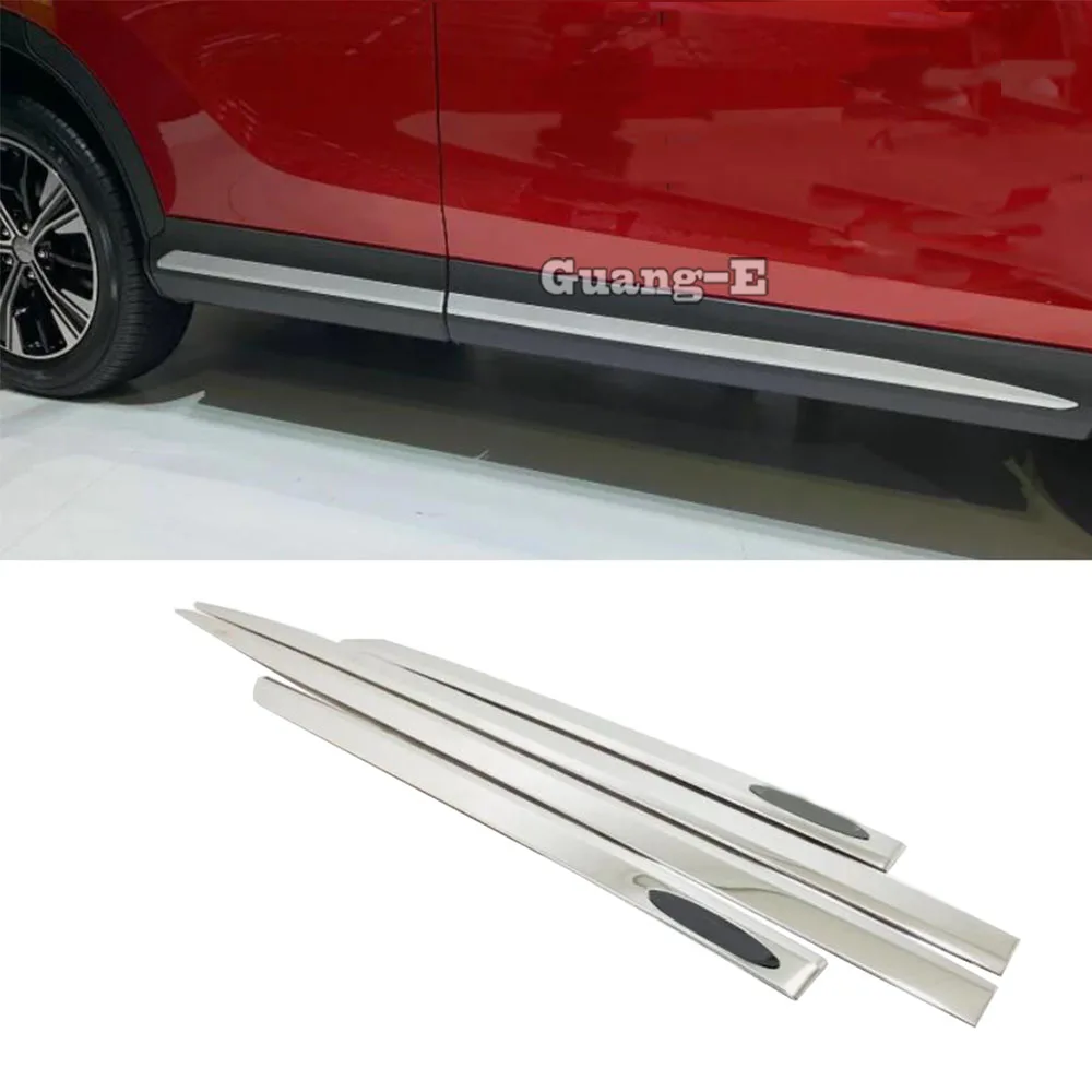 

For Mitsubishi Eclipse Cross 2017 2018 2019 2020 2021 Car Cover Detector Side Door Body Trim Stick Strip Molding Hoods 4pcs