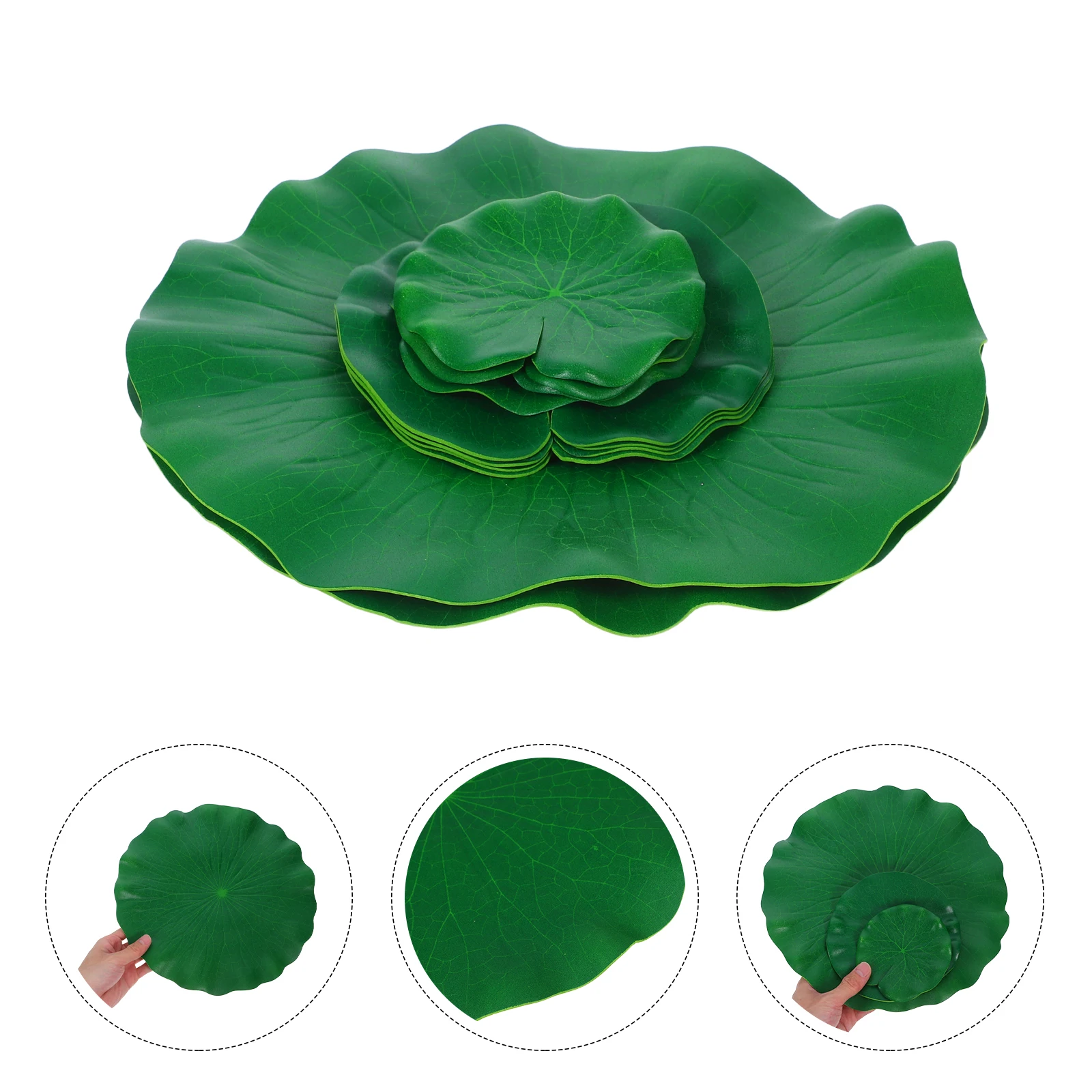 

10Pcs Decorative Lotus Leaves 10cm 15cm 28cm Realistic Faux Plants for Indoor Outdoor Pond Pool Decoration Faux Leaves