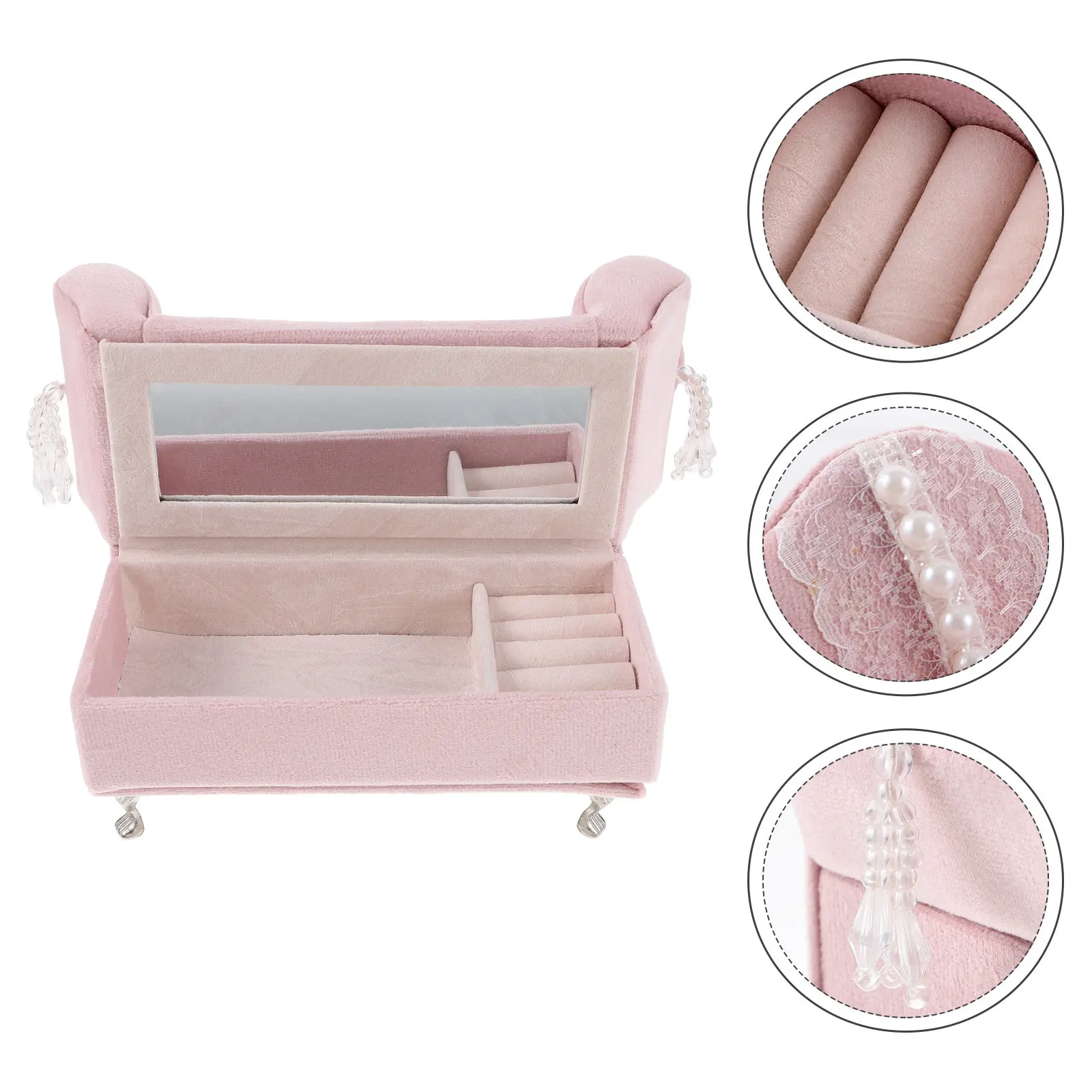 

1Pcs Jewelry Storage Box Sofa Shape Design Premium Cloth Material for Rings Earrings Necklaces Organizer Desktop Decoration Gift