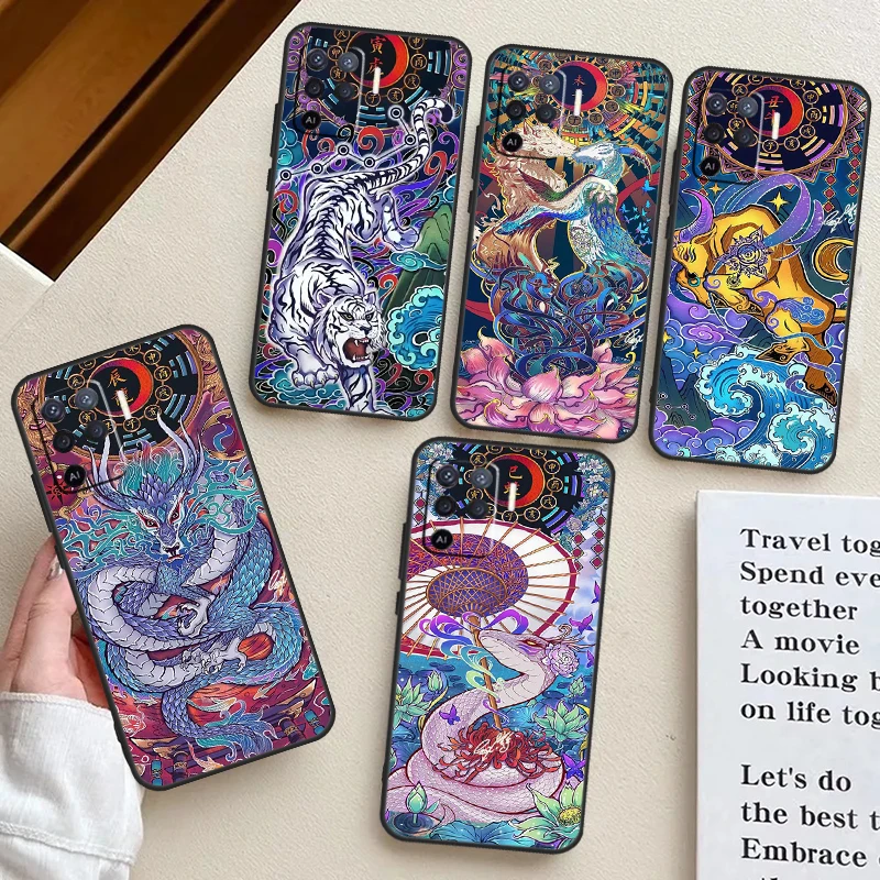 Chinese Zodiac Dragon Tiger For OPPO A96 A76 A16 A54 A74 A94 A98 A78 A58 A5 A9 A52 A72 A53S A54S A15 A17 A57 A77 Case