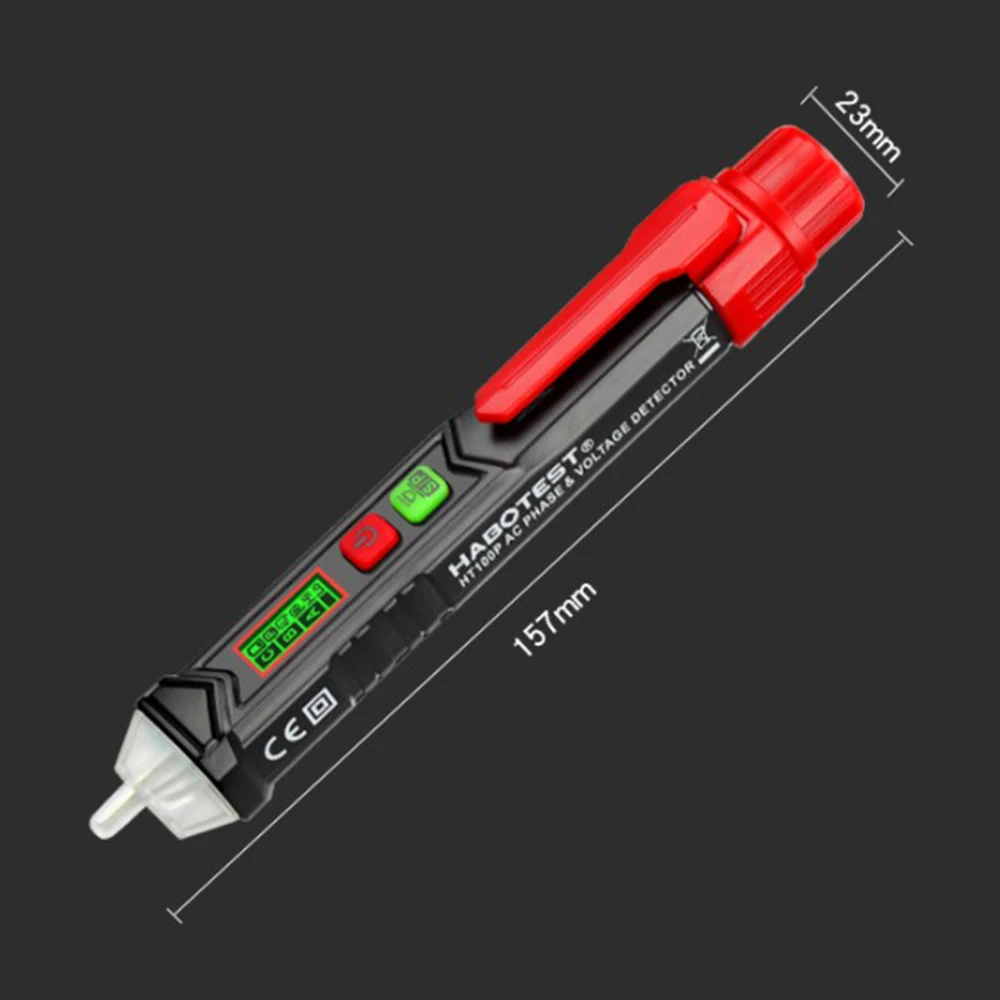 Habotest HT100P Non Contact 3 Phase Rotation Indicator AC Voltage Detector Pen Tester Right Left Normal Reverse Rotation Pencil