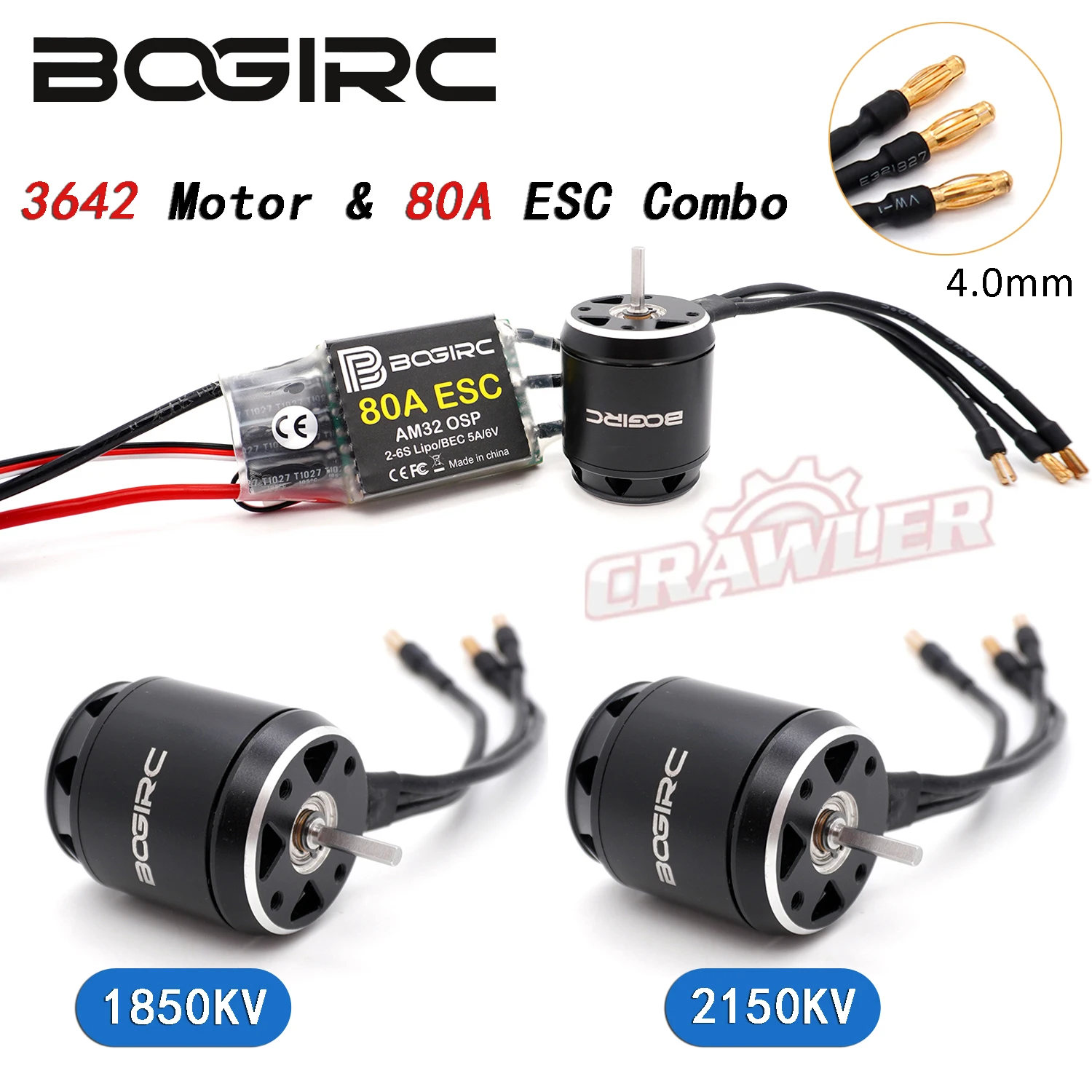 

BOGIRC 3642 Outrunner Motor 80A AM32 ESC Brushless Combo 2-6S for Traxxas TRX4 TRX6 RC4WD D90 Axial SCX10 RC Crawler Cars Parts