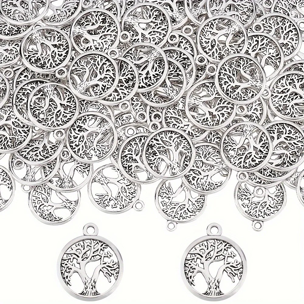 

20pcs Tree of Life Pendants Flat Round Spring Plant Tree Pendants for Jewelry Making DIY Handmade Bracelet Earrings Accessories