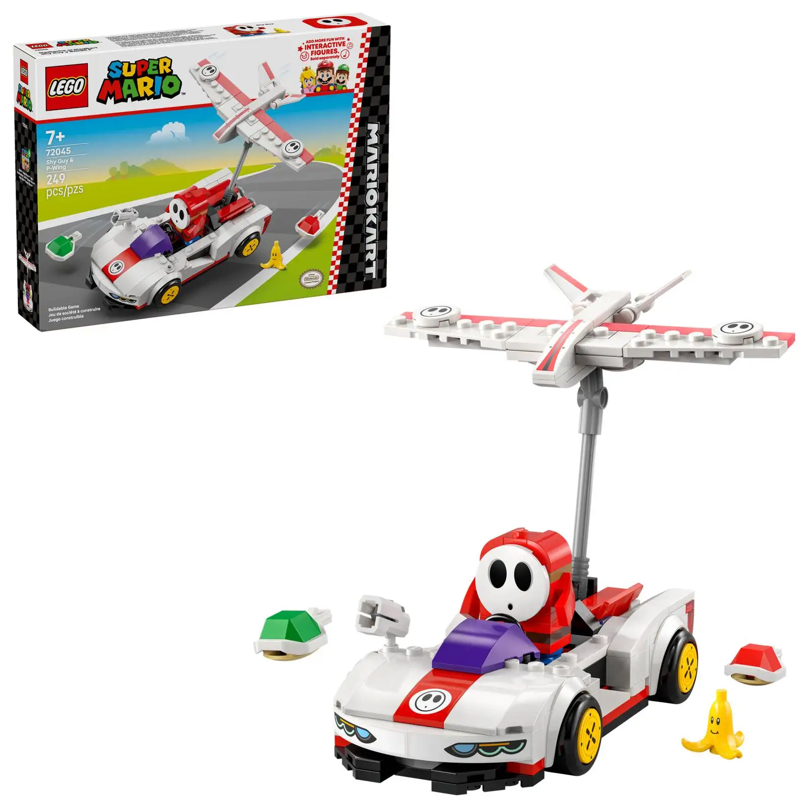 LEGO ®   Super Mario ™ : Mario Kart ™   Shy Guy & P-Wing Juego de construcción de juguetes para niños 72045 7+ años 249 piezas Regalo de cumpleaños y Navidad
