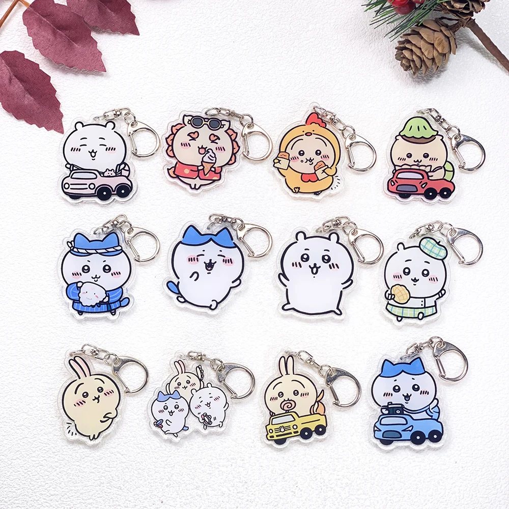 1/13 Stück Anime-Figuren Chiikawa Auto-Schlüsselanhänger Zubehör Acryl Niedliche Anhänger für Taschen Lustiger Schlüsselhalter Rucksack-Dekoration – Detail 2