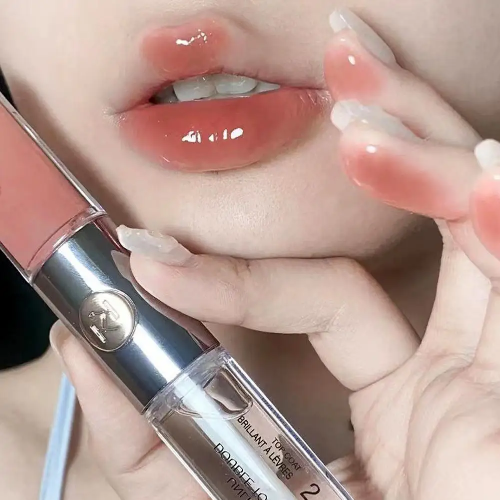 6 Colors Double Headed Lipstick Make Up Mirror Face Gloss Lip Glaze Sexy Plump Lip Glow Oil Transparent Lip Color Lip Gloss