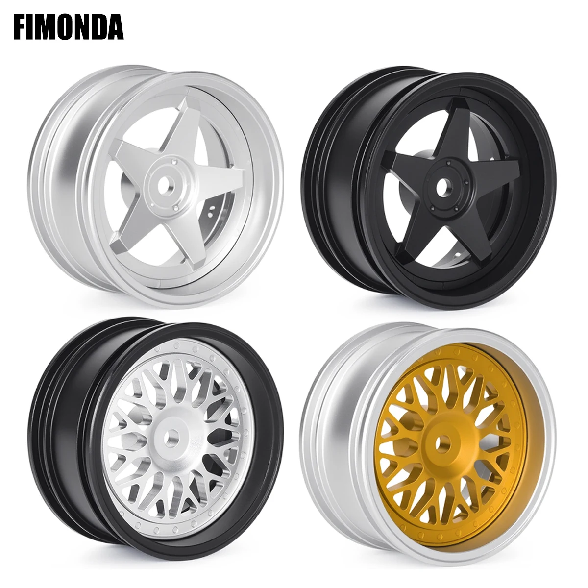 

4Pcs Aluminum Wheel Hubs Rim 52*26mm Adjustable Offset for 1/10 RC Car HPI Tamiya TT01 TT02 Kyosho RedCat Sakura HSP Upgrade