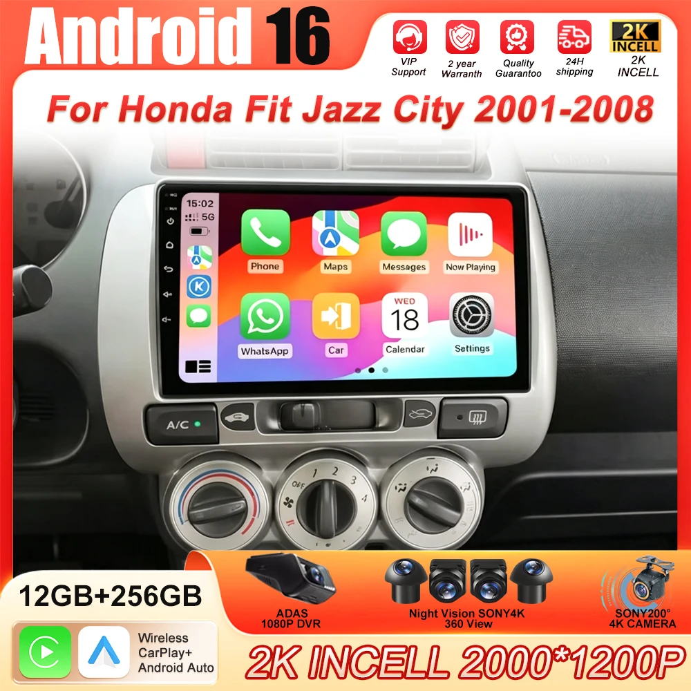 Car Multimedia Player Android 16 Stereo For For HONDA FIT JAZZ City RHD LHD 2002 - 2007 Carplay GPS Wifi Wireless Navigation 5G