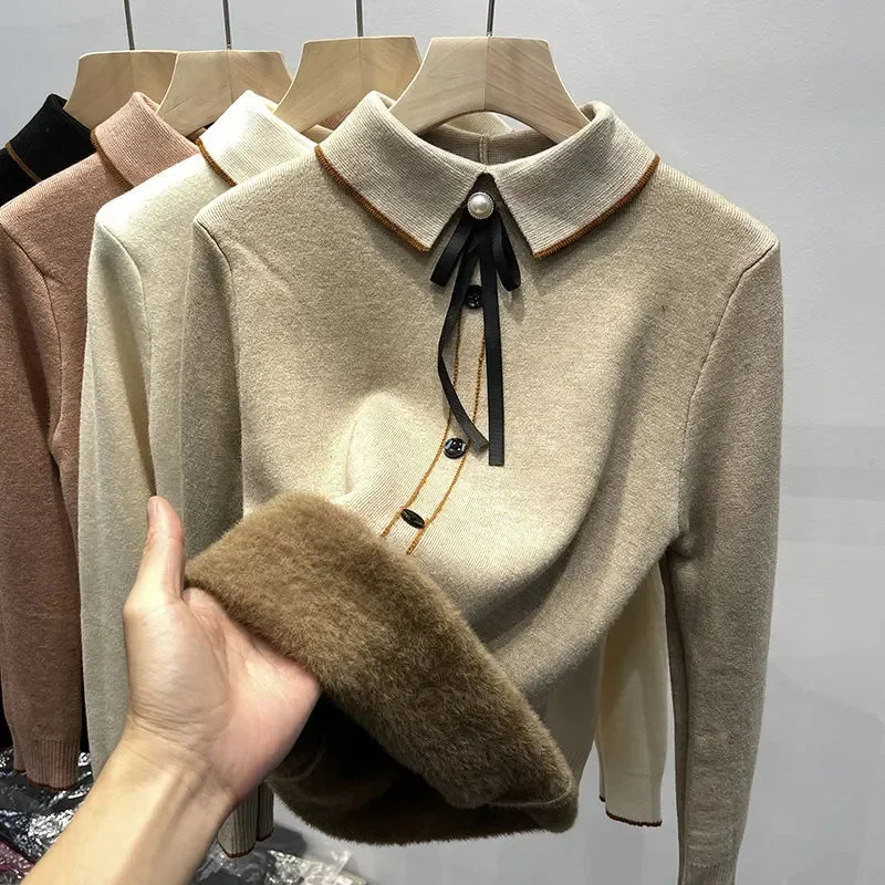 Classic Design Sweater New Fashion Elegant Office Blouse Women Long-sleeved Pullover Knitted Long Sleeve   E13