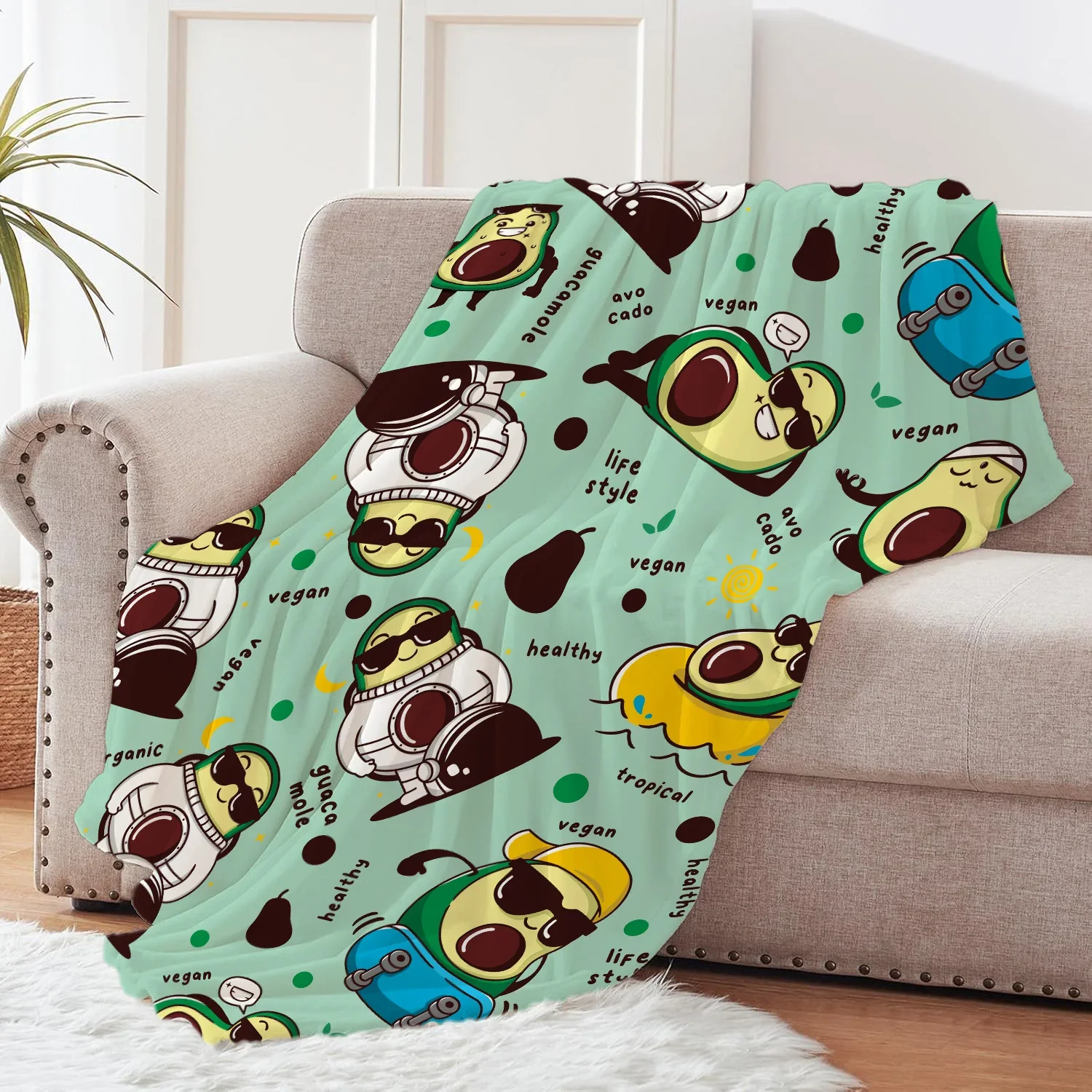 الأفوكادو الإبداعية رمي بطانية الفانيلا طباعة بطانية سوبر لينة مريحة أريكة قيلولة بطانية المنزل بطانية الكمال هدية المنزل لها #4