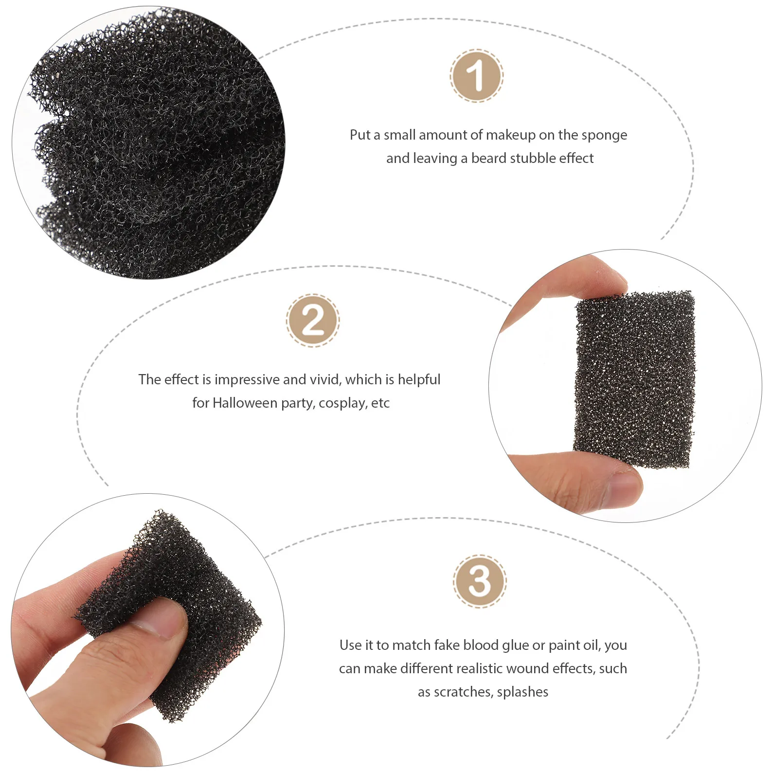 16Pcs Special Makeup Sponge Stipple Sponge for Scar Wounds Makeup Halloween Supplies Halloween Supply