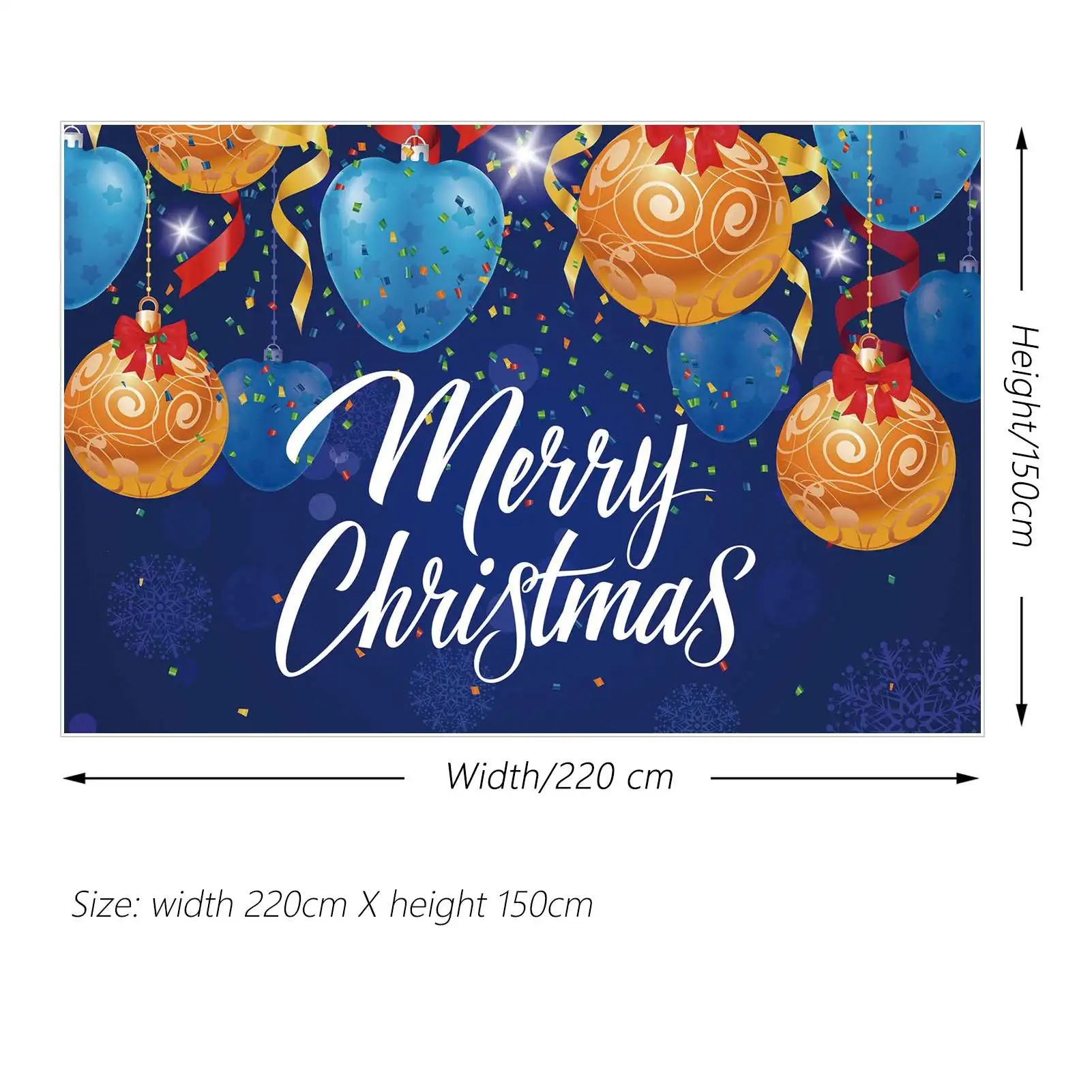 MOON.QG Backdrop Bluey Merry Christmas Party Banner Gold Bell Ball Decoration Background Children's Snowflake Ribbon Photo Booth