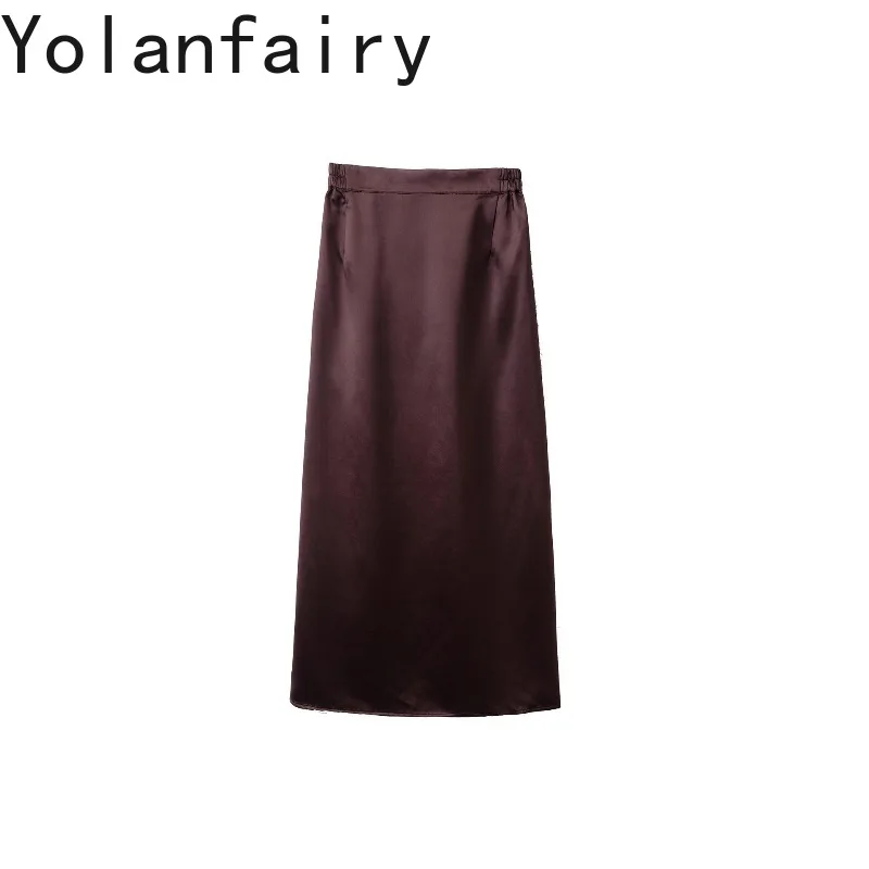 YOLANFAIRY 30 Momme 100% Mulberry Silk Shirt for Women Heavy Satin Gambiered Silk Skirt Straight Skirts Long Elegant Black Skirt