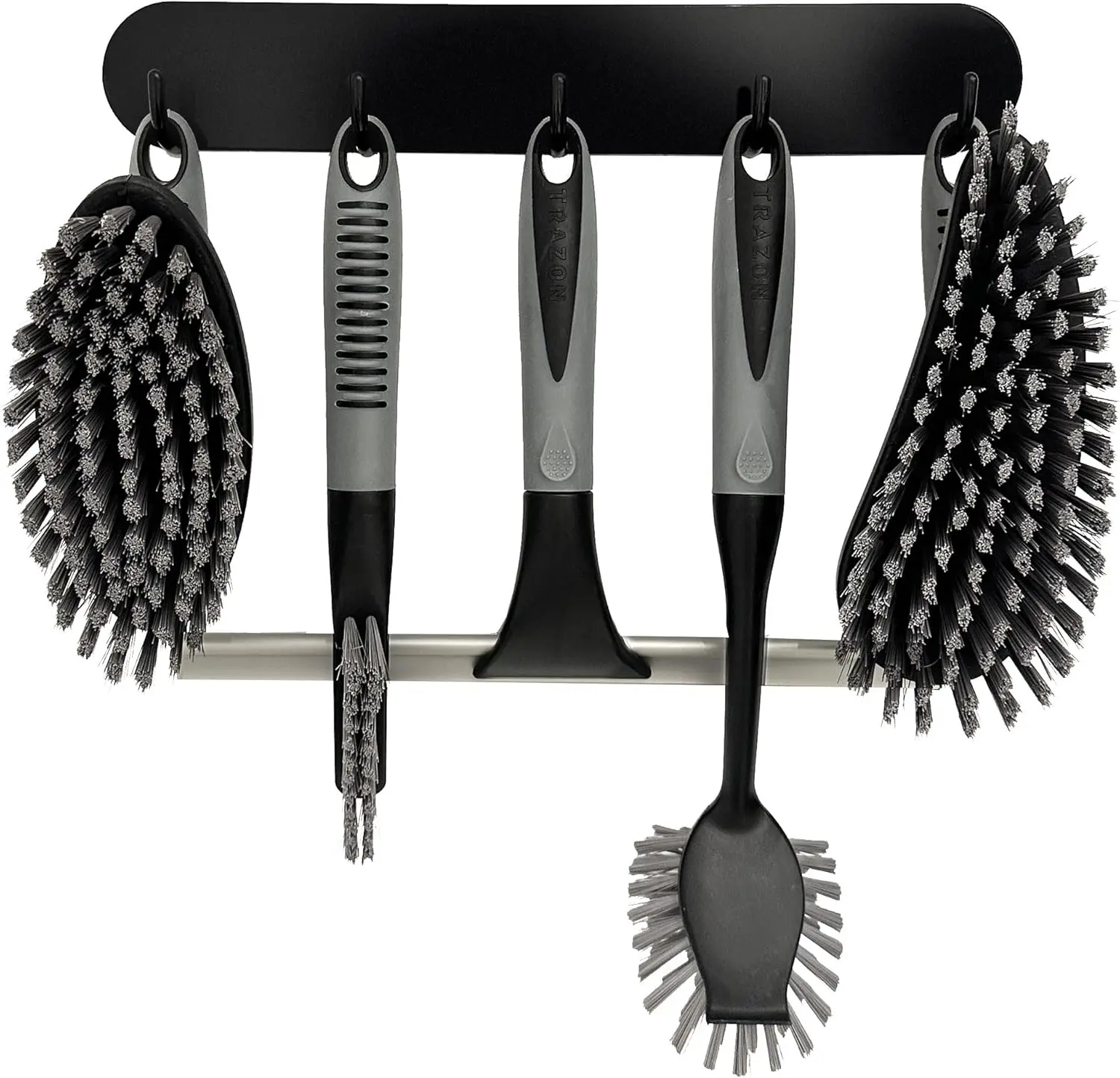 

6-Piece Scrub Brush Set with Squeegee & Hooks for Bathroom, Tile, Grout, Shower