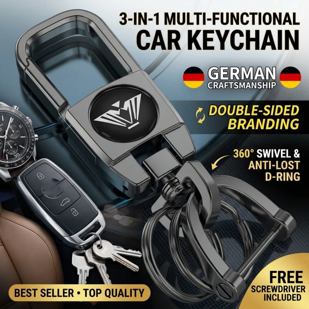 Premium Alloy Metal Car Keychain 360 Degree Swivel Anti Lost Key Ring Heavy Duty Auto Key Holder Pendant Gift for Men
