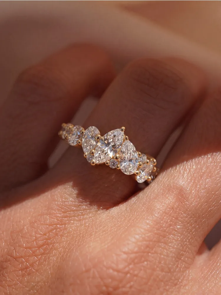 925 Sterling Silber Markise-Wassertropfen-Ring mit Zirkonia-Besatz für Damen, Verlobungs- und Hochzeitsring, Luxus-Schmuck von hoher Qualität – Detail 4
