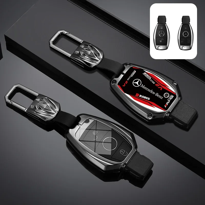 Metal Car Racing Style Design Key Case Cover Shell For Mercedes Benz A B G R Class GLA GLK W176 W204 W251 W463 Auto Accessories