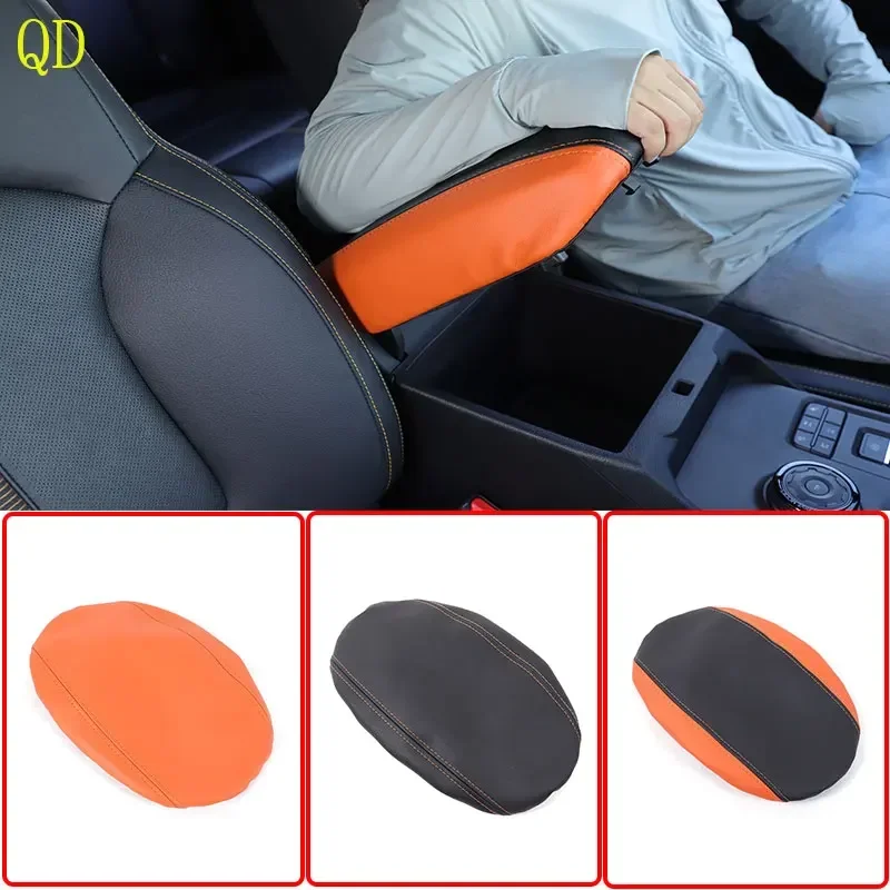 Leather car styling car center console armrest box cover car interior protection accessories 1Pcs For Ford Ranger 2023-2024