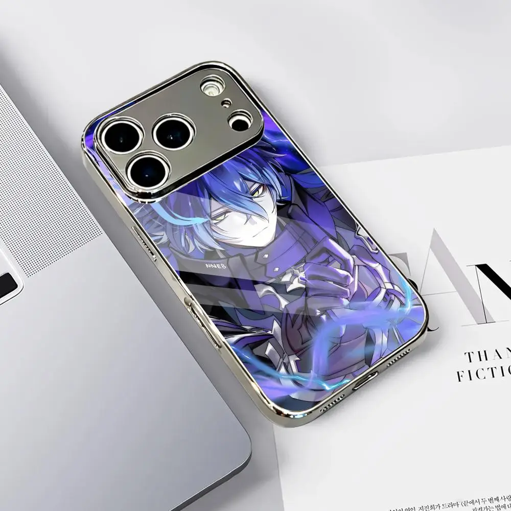 Flins G-Genshin Impact Phone Case For IPhone 17 16 15 14 13 12 Pro Max Plus Electroplated Metal Bumper Shockproof Case
