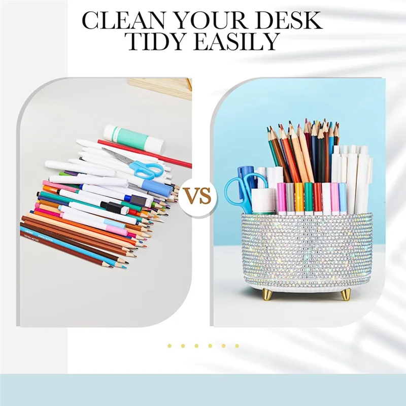 

ALIM-Bling настольные аксессуары-органайзер для женщин и девочек-подростков, блестящий держатель для ручек, держатель для кистей для макияжа со стразами и 5 слотами