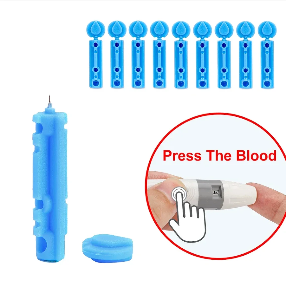 Lancet Pen Adjustable Depth Blood Sampling Glucose Test Pen for Diabetics Blood Collect 50pcs Lancing Device