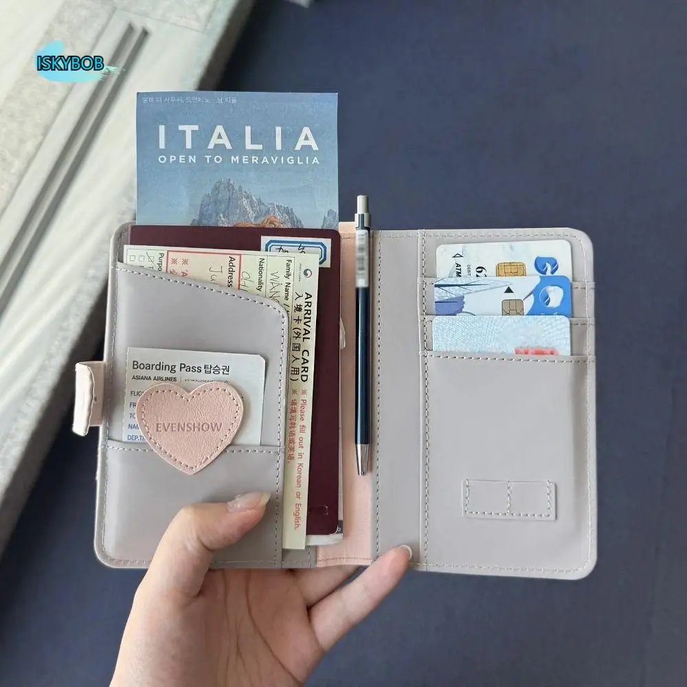 

Card Holder PU Bow Passport Bag Cute Purse Travel Wallet Airplane Check-in RFID Anti-theft Storage Card Bag Travel Accessories