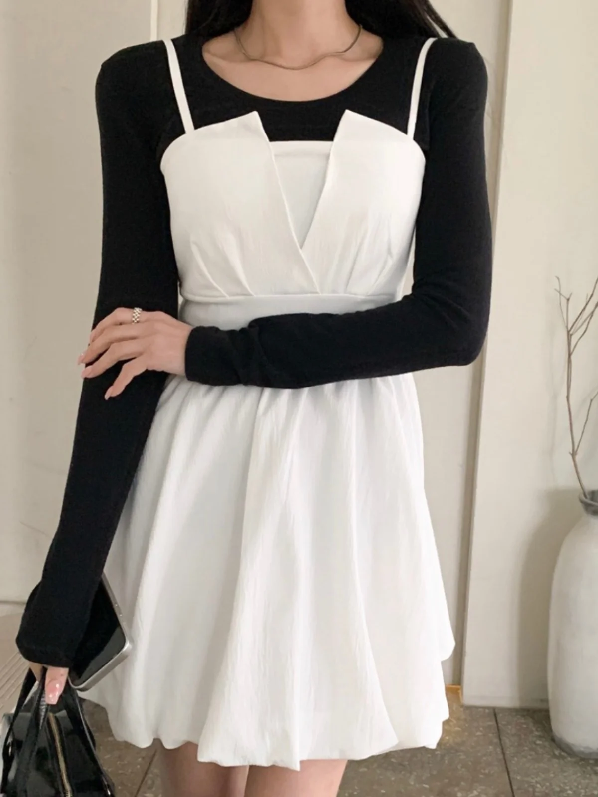 

Chic Women's A-Line Dress Strapless Elastic Waist Slimming Younger Short Skirt Casual Spring Summer Polyester Material