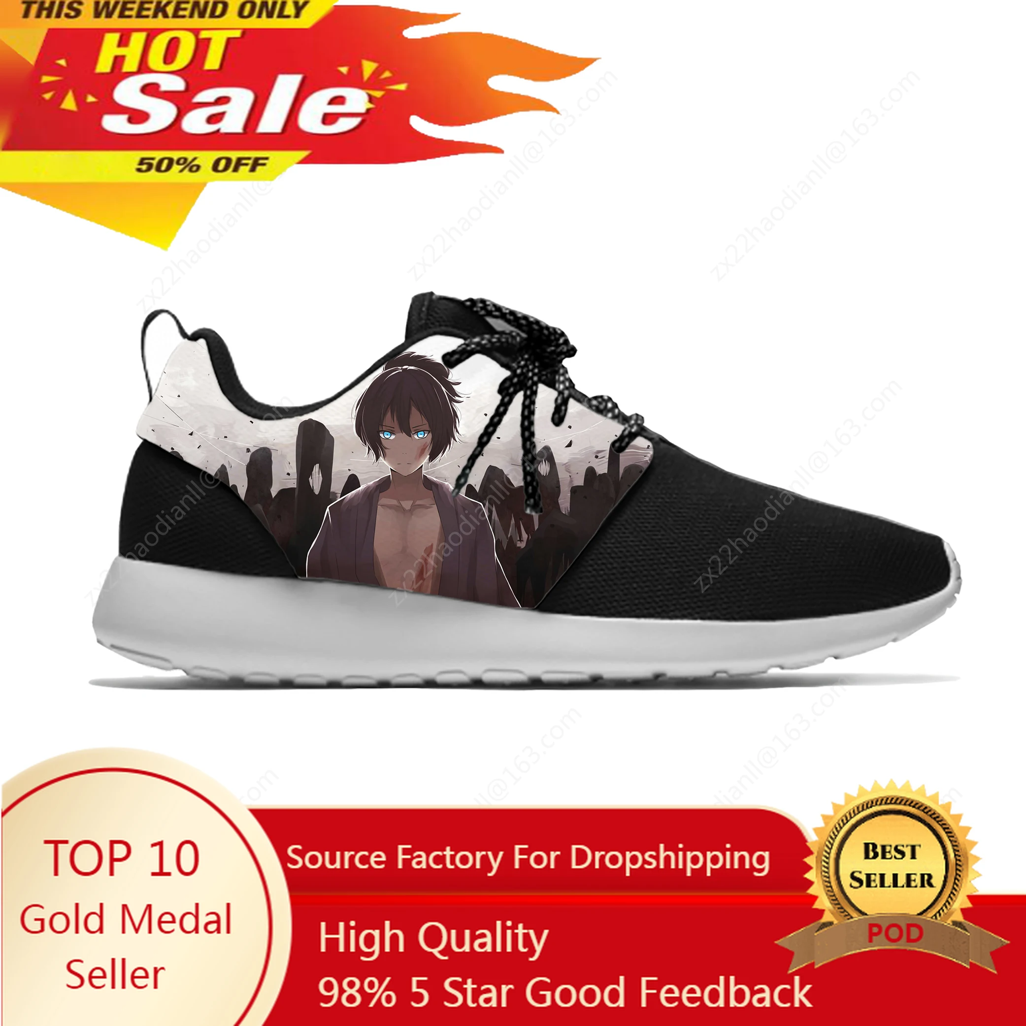 

Japanese Anime Manga Cartoon Noragami Yato Fashion Sport Running Shoes Casual Breathable Lightweight 3D Print Men Women Sneakers