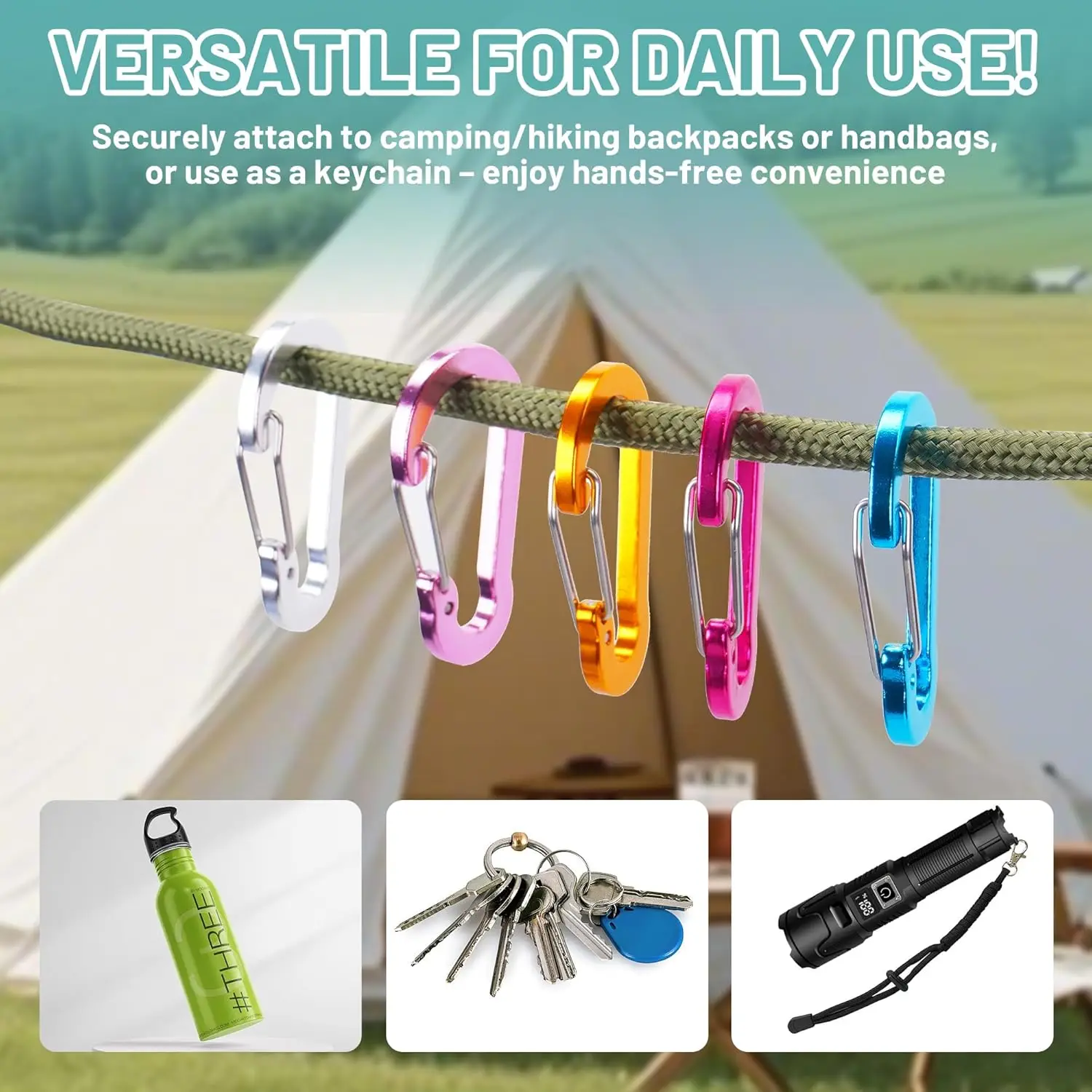 6Pcs New Fishing Accessories Aluminum Alloy Carabiner Wire Buckle Keychain Outdoor Camping Climbing Snap Clip Lock Buckle Hook image 4
