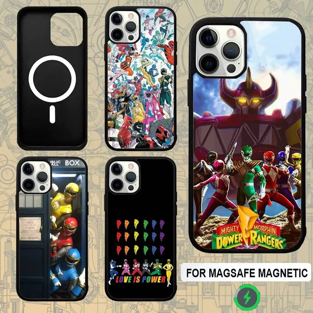 

P-PowerS MMPR R-RangerS Phone Case For IPhone 16e,16,15,Pro,Max,14,Plus,13,12,11 Magesafe Magnetic Wireless Charge Cover