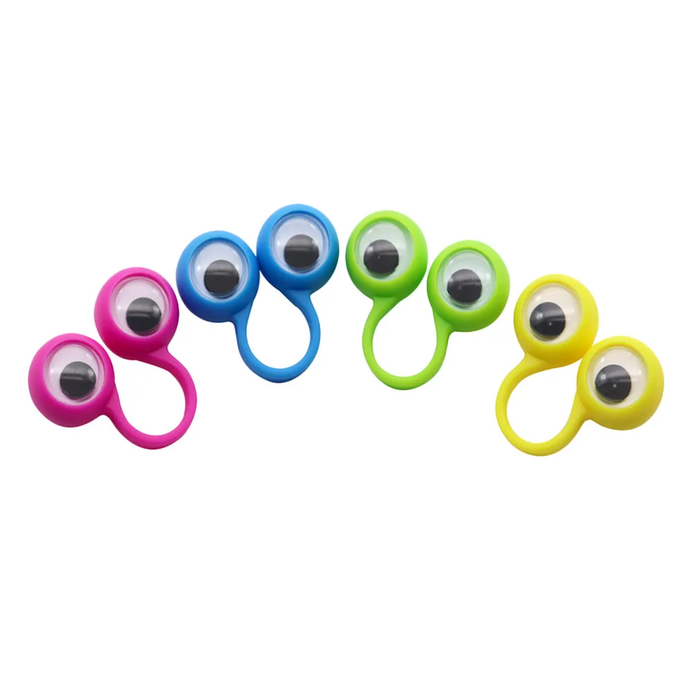 10pcs simpatico cartone animato grande occhio marionette dito occhi finti anelli con bulbi oculari Wiggle per bambini giocattoli per bambini colore casuale