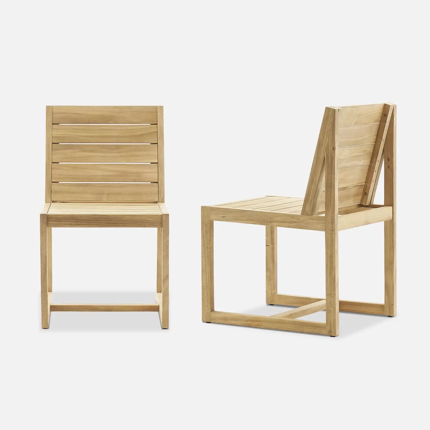

Bruno Patio Chairs, Solid Acacia Wood Slatted Mid Century Modern Farmhouse Outdoor & Indoor Dining Chairs, for Picnic (Set of 2)