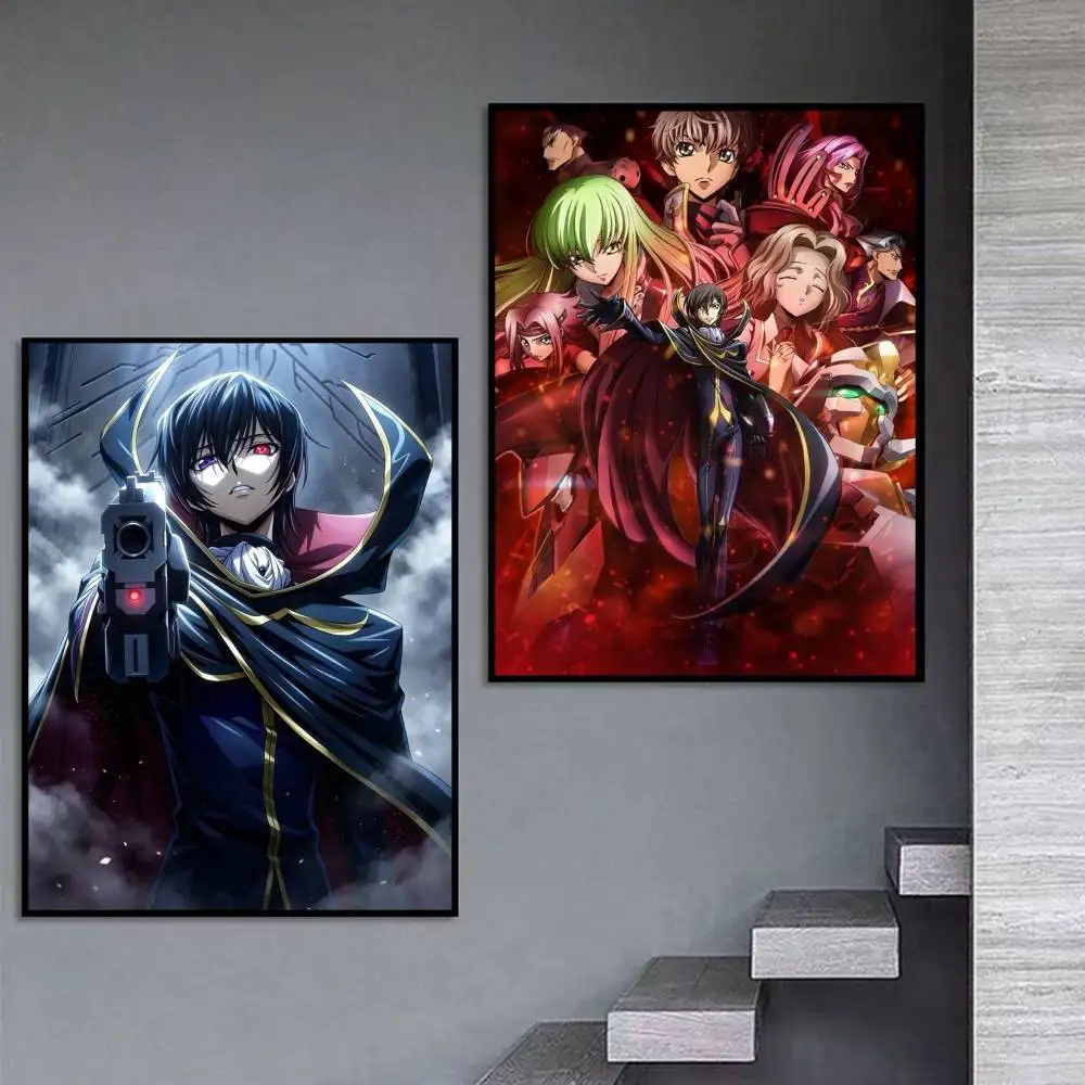 Lelouch L-Lamperouge Anime Code G-Geass Poster Self-adhesive Art Waterproof Paper Sticker Coffee House Bar Room Wall Decor