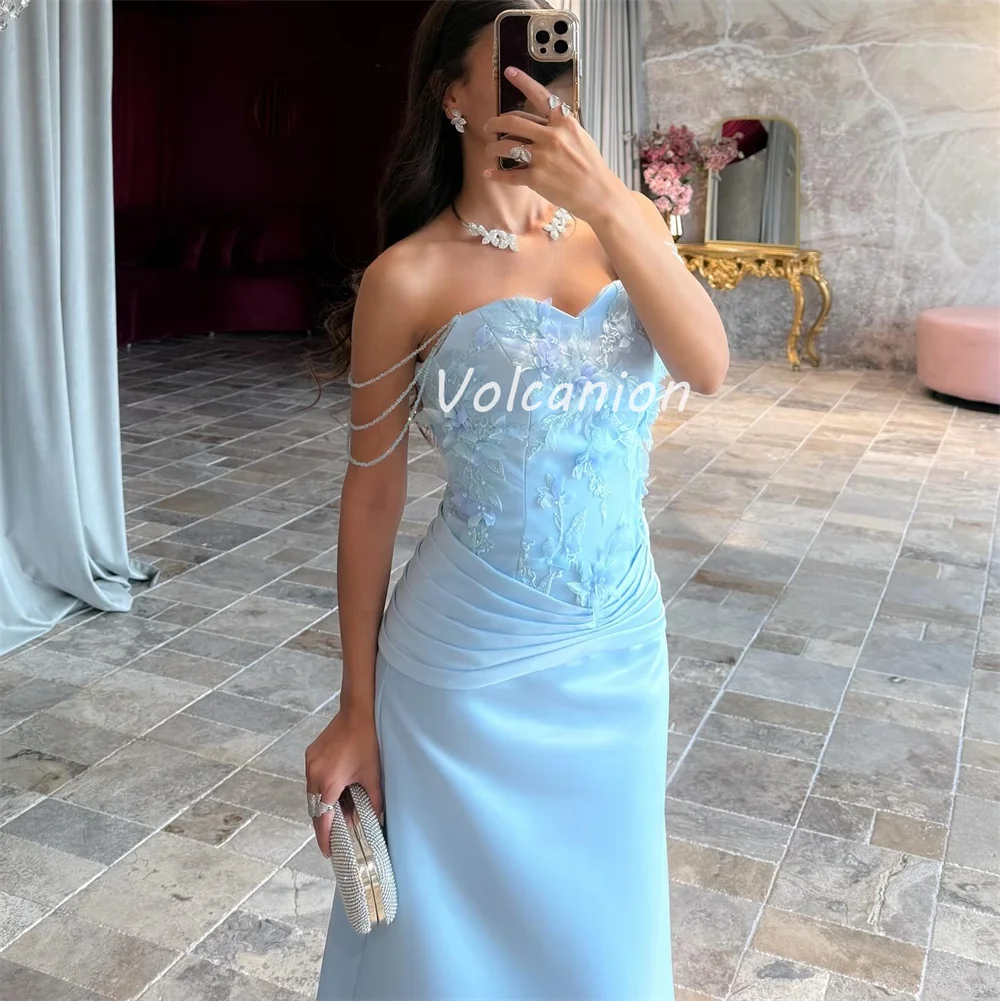 Vestidos hasta el tobillo sin tirantes rectos con cuentas de flores hechas a mano Charmeuse Retro de estilo moderno personalizado vestidos para ocasiones a medida