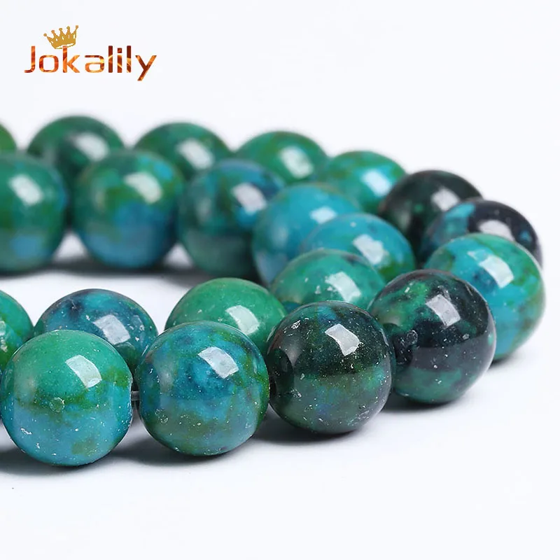 Natural Chrysocolla Stone Beads Green Phoenix Stone Round Beads For Jewelry Making DIY Bracelets Accessories 15\'\' 4/6/8/10/12mm