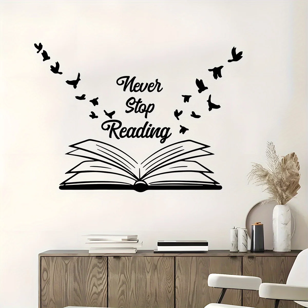 Inspirational Phrases“never Stop Reading” Text Wall Stickers for Children Room Kids Room Removable Bedroom Study Room Library