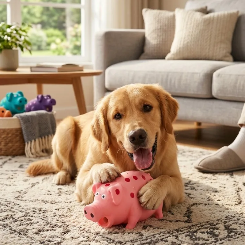

Squeaky Latex Pig Dog Toy Soft Rubber Molar Chew Toy Teeth Cleaning Interactive Pet Toy