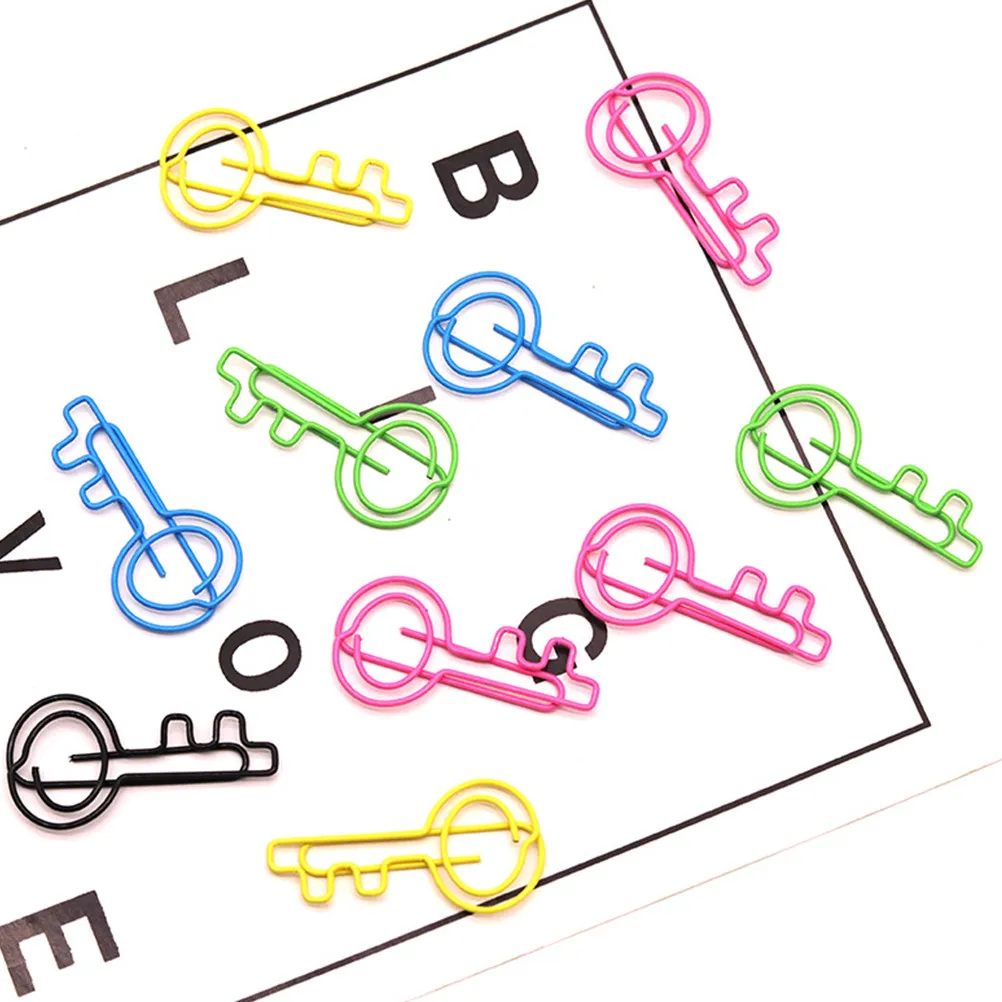 

50Pcs Key Shape Paper Clips Sturdy Metal Office Supplies for File Sorting Decorative Planner Clips Ideal for Work Study Desk