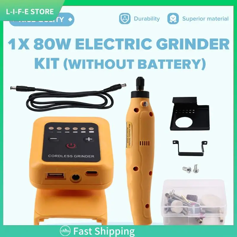 

80W High-Speed Electric Grinder Kit, Rechargeable For 18V-21V Battery, DIY Tool Up To 18000Rpm-AA98