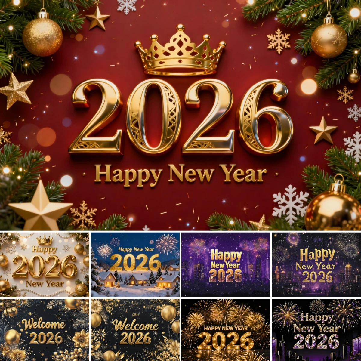 2026 عيد الميلاد السنة الجديدة موضوع الطرف الديكور الألعاب النارية لامعة ملونة احتفال السنة الجديدة خلفية التصوير خلفية هدية #2