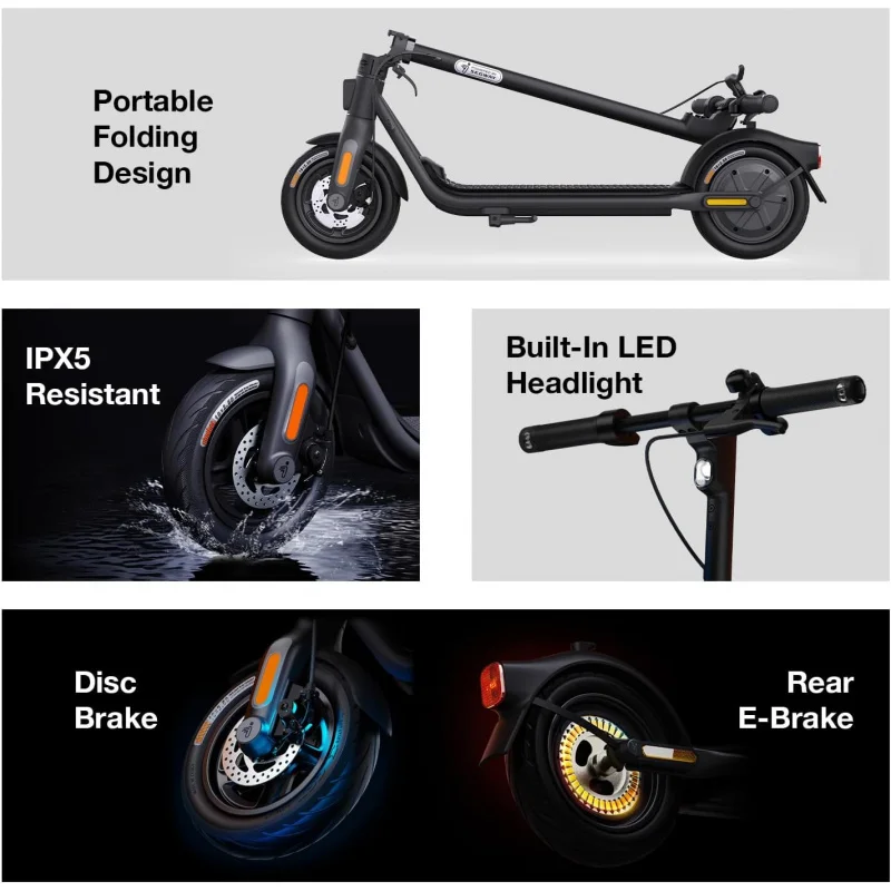 Segway-patinete eléctrico plegable Ninebot, Motor potente, Largo Alcance de millas, hasta 18 ; 20mph, suspensión delantera (F2 Pro), escúter de viaje