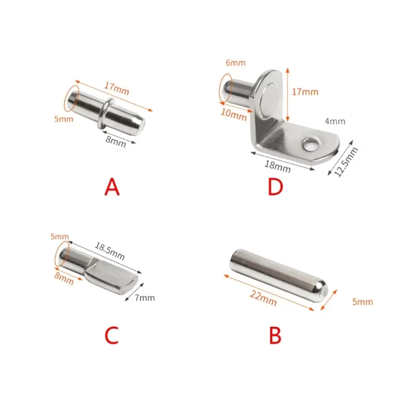 

20Pcs Metal Cabinet Wardrobe Shelf Support Pins Studs Pegs Bookcases Brackets