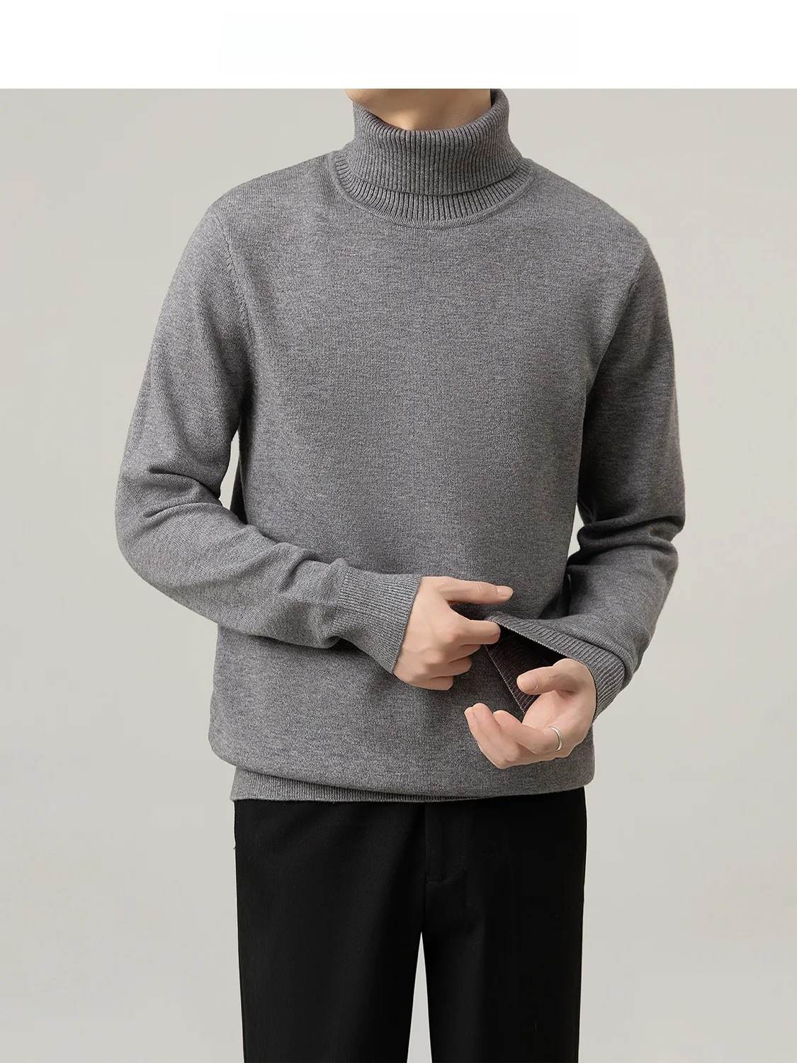 Thickened High Collar Men's Knitted Sweater Inner Wear Wool Blend Fashion Urban Style Winter Season Comfortable Fit Long Sleeve