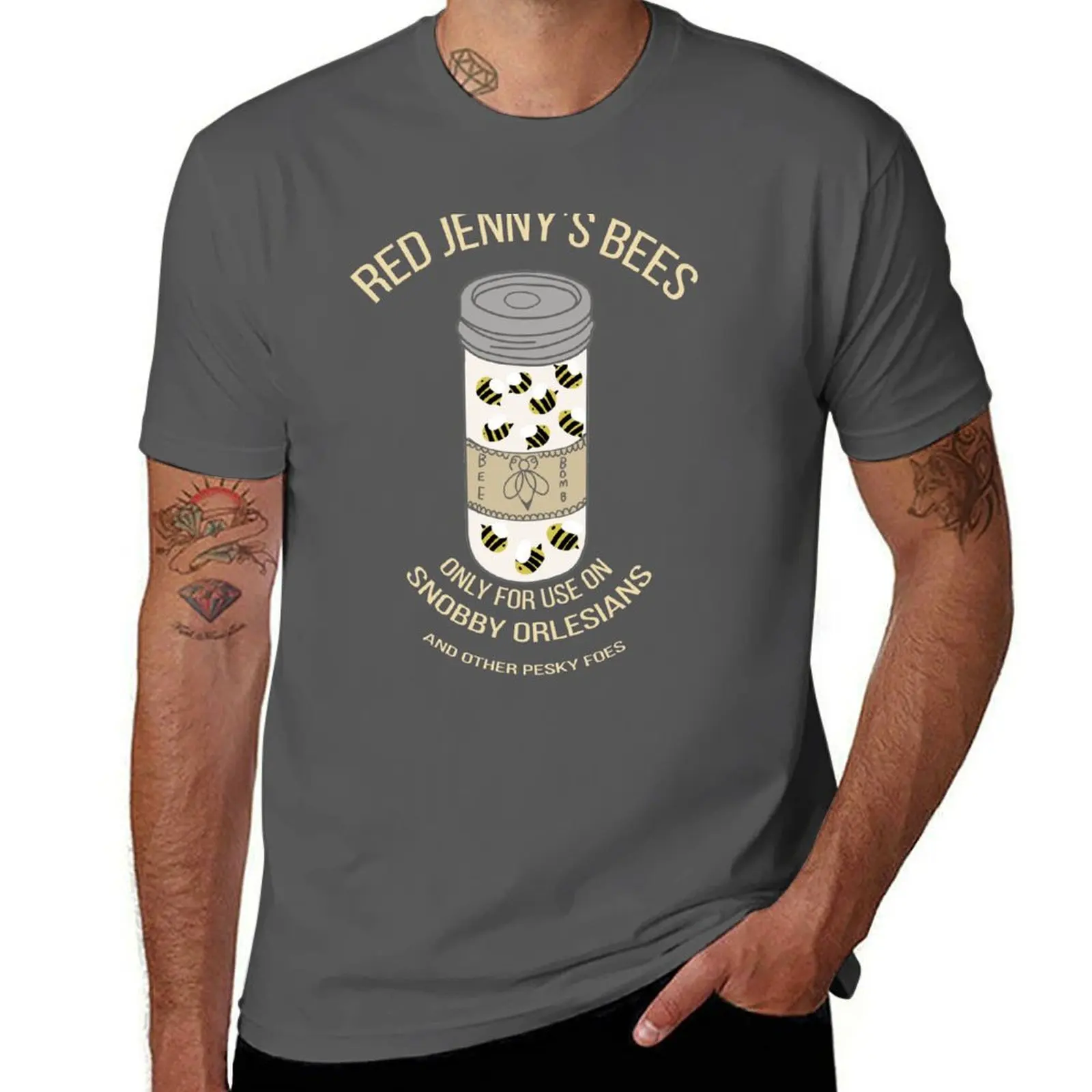 

Red Jenny's bees T-Shirt Basic Solid Color Casual Tee Shirt