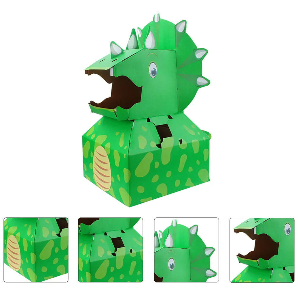 

1Pcs DIY Dinosaur Carton Paper Clothes Kids Educational Plaything 3D Wearable Roleplaying Prop Stimulating