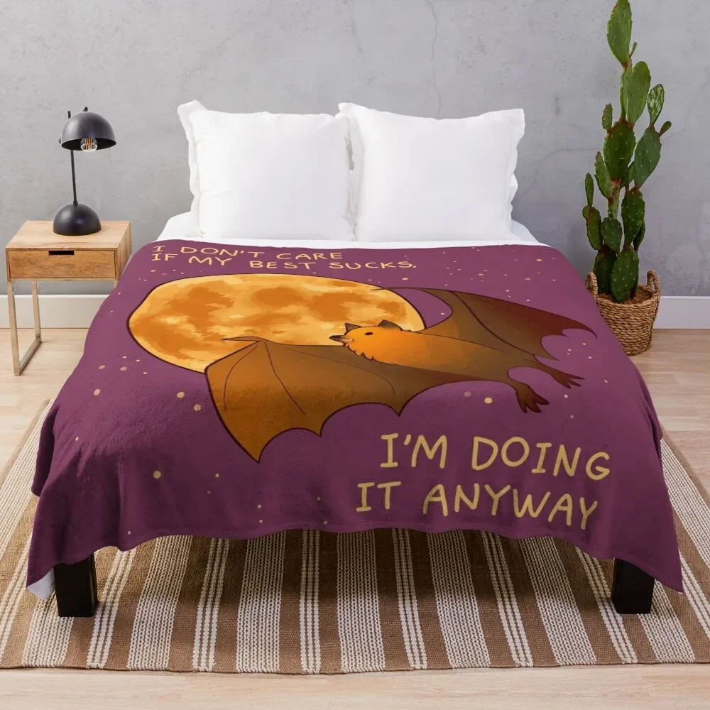 

I DON'T CARE IF MY BEST SUCKS Flying Fox Bat Throw Blanket Designers Quilt Blankets