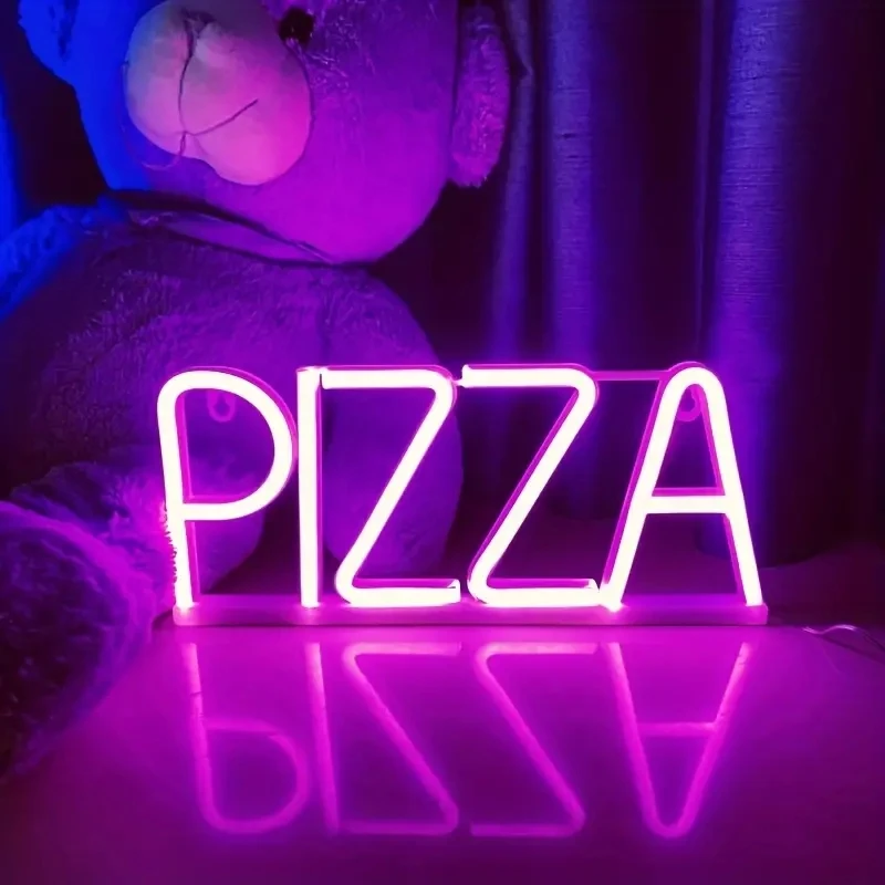 LED Letter Light PIZZA Neon Light Wall Hanging Atmosphere Light Christmas Holiday for Restaurant Coffee Shop Decor Food Store